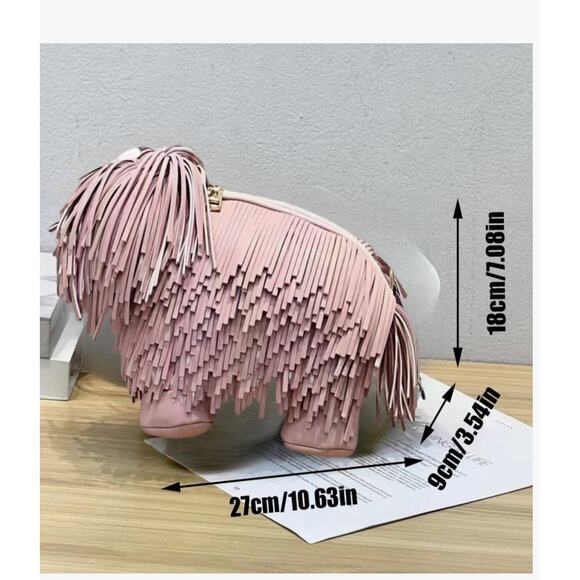 Cute Dog Shape Single Shoulder Bag Tassels Crossbody Bag - Picture 7 of 8